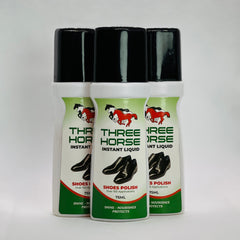 THREE HORSE LIQUID SHOE POLISH BLACK PACK OF 3